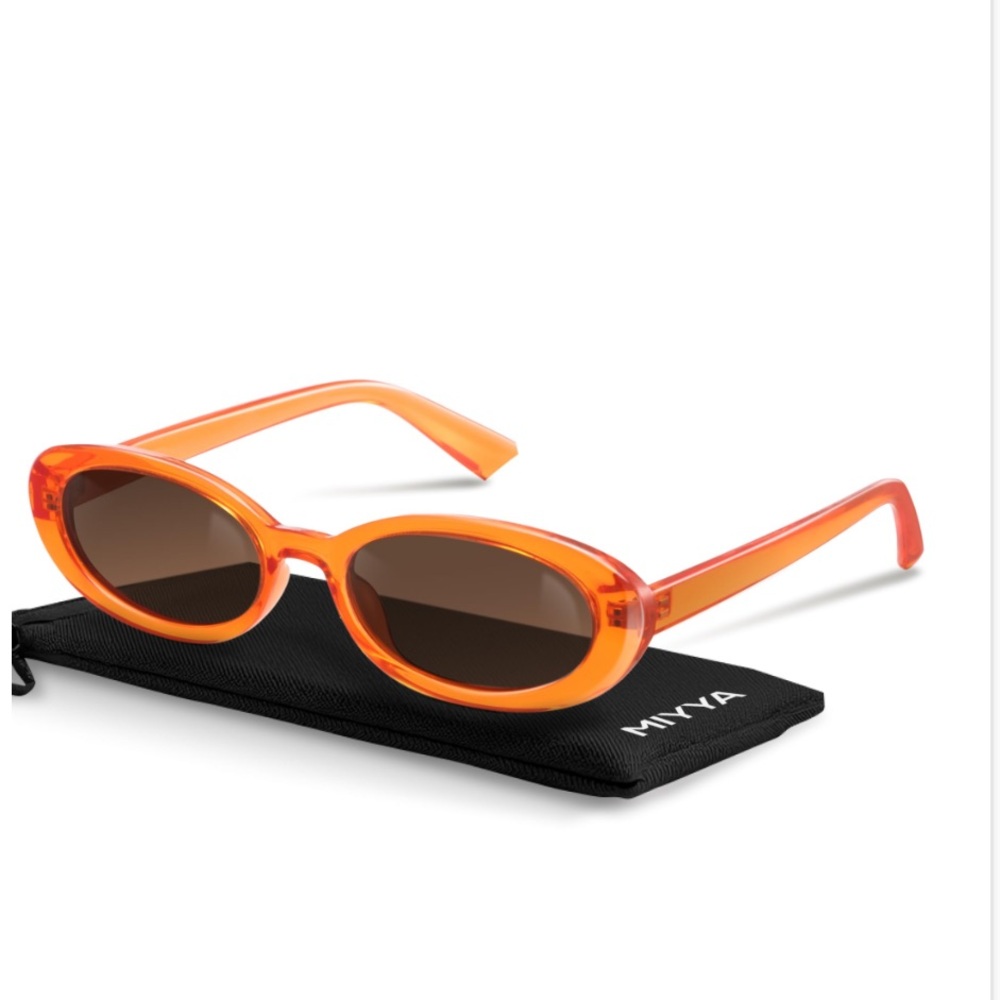Orange Oval Sunglasses with Case